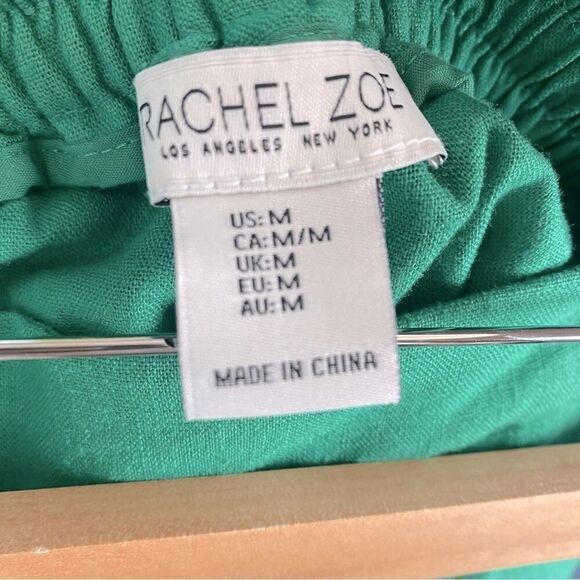 Rachel Zoe Linen Cropped Top and Pants Size Medium Green and Blue Set - Picture 6 of 8